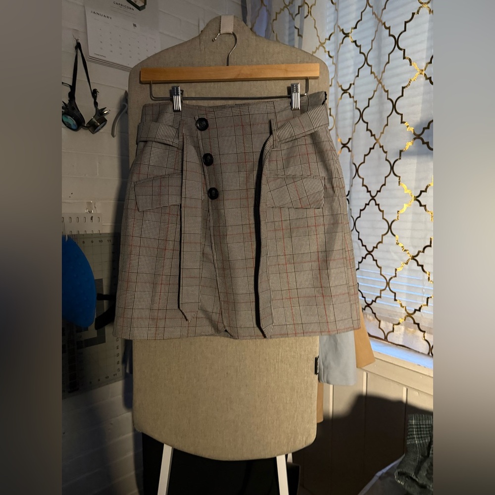Marissa Webb Plaid Wrap Skirt